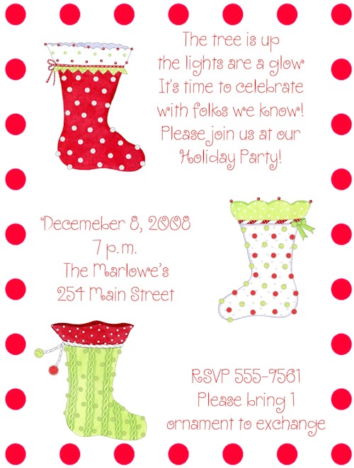 christmas stockings party invitations