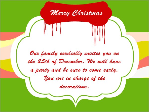 christmas party invitation wording