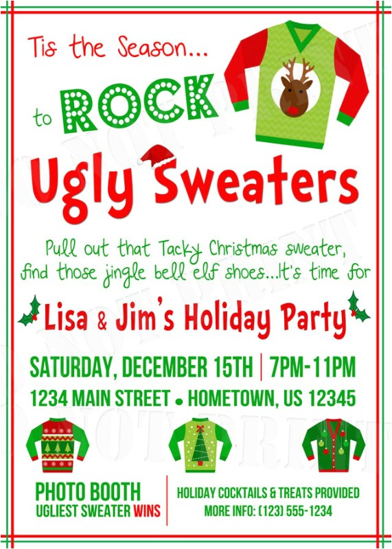 tacky sweater party invitation wording
