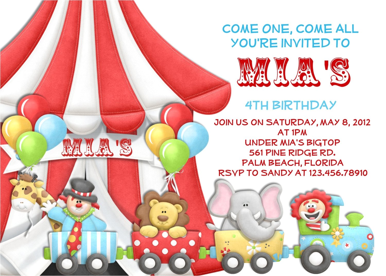 circus invitations birthday party