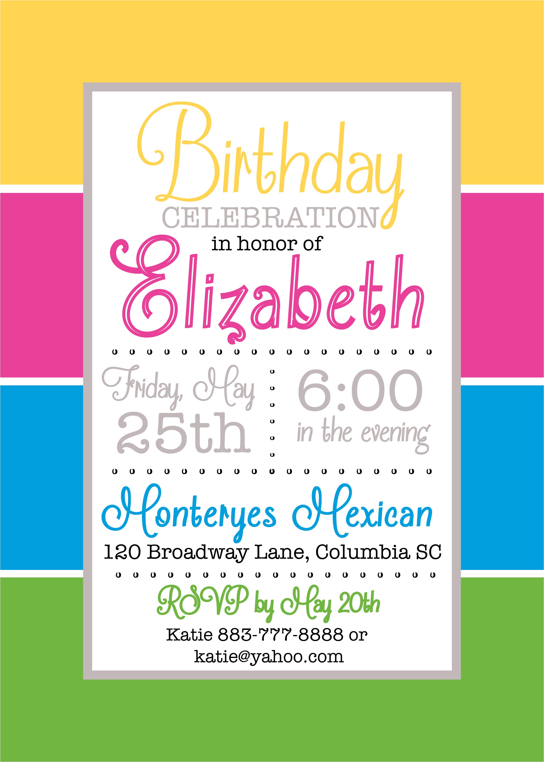 color block party invitation