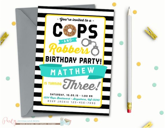cops and robbers birthday invitation