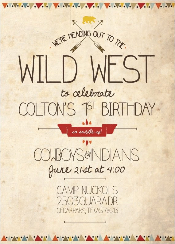 cowboys and indians birthday invitation