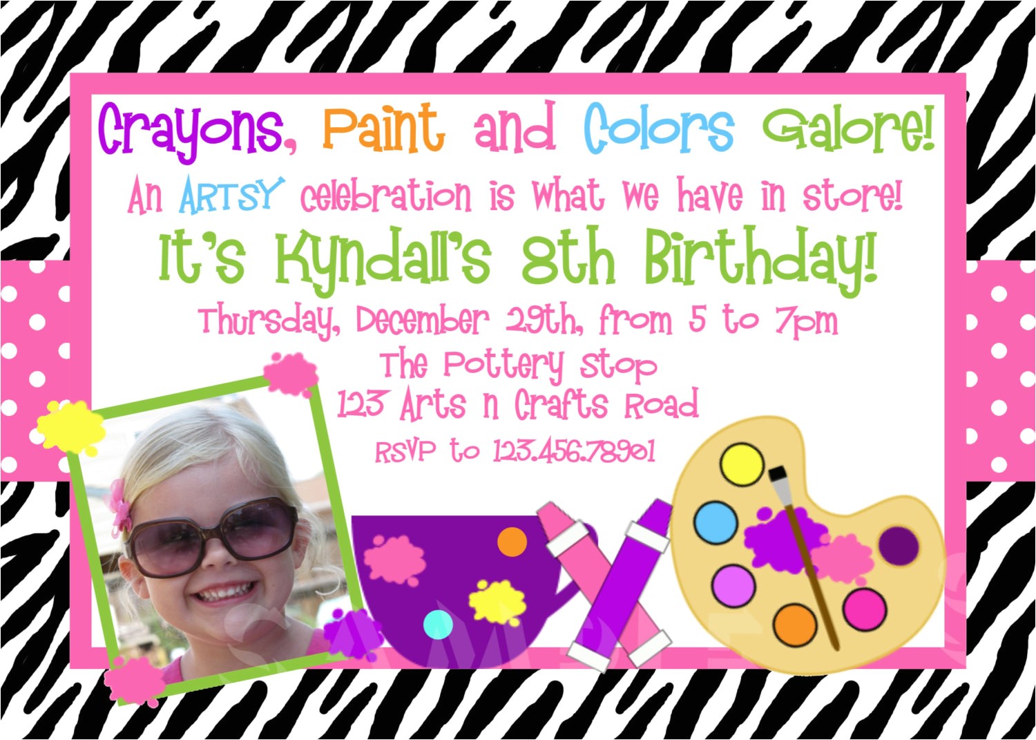 arts and crafts birthday party invitations