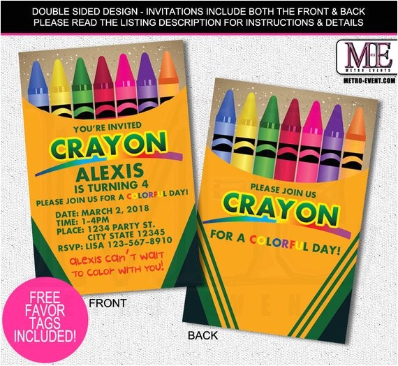 crayola crayon birthday invitation crayon invitecrayon
