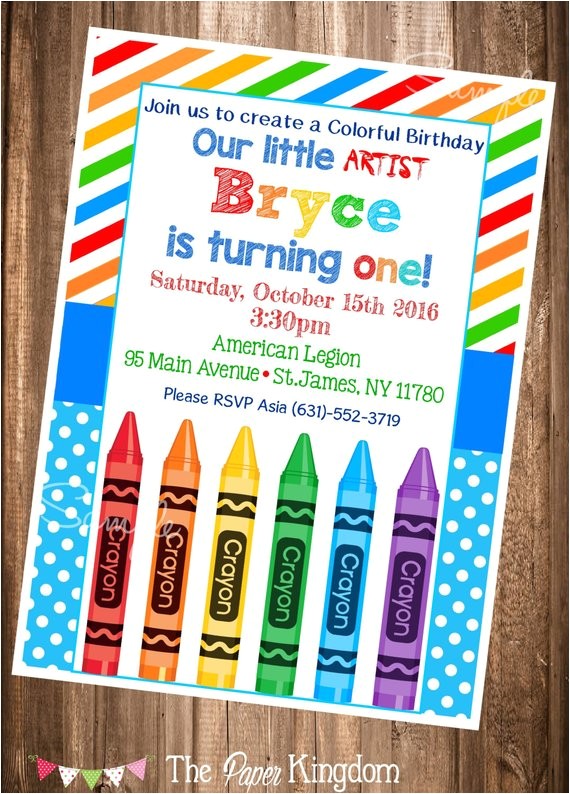 crayon birthday invitation painting party birthday
