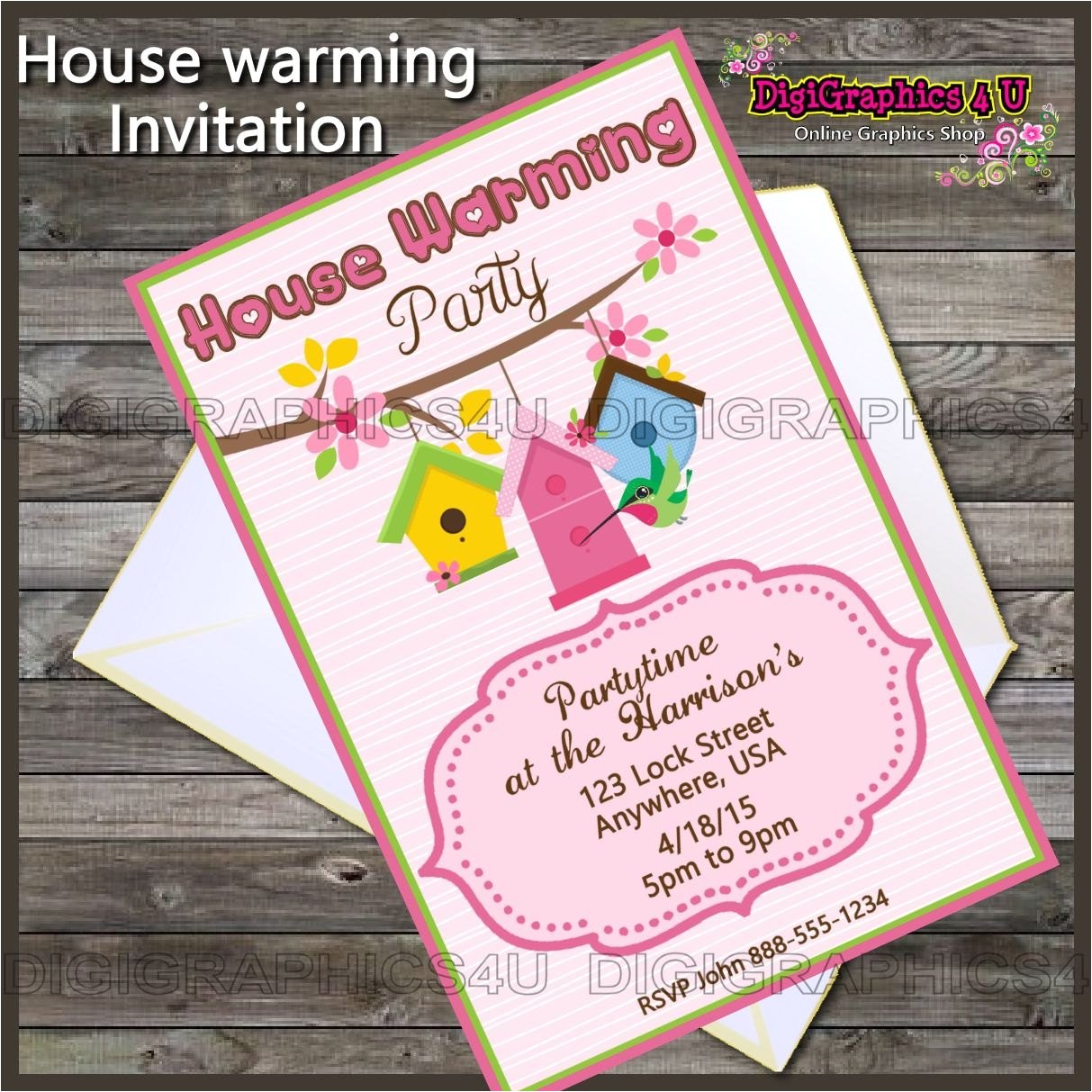 personalized housewarming party invitation printable digital file