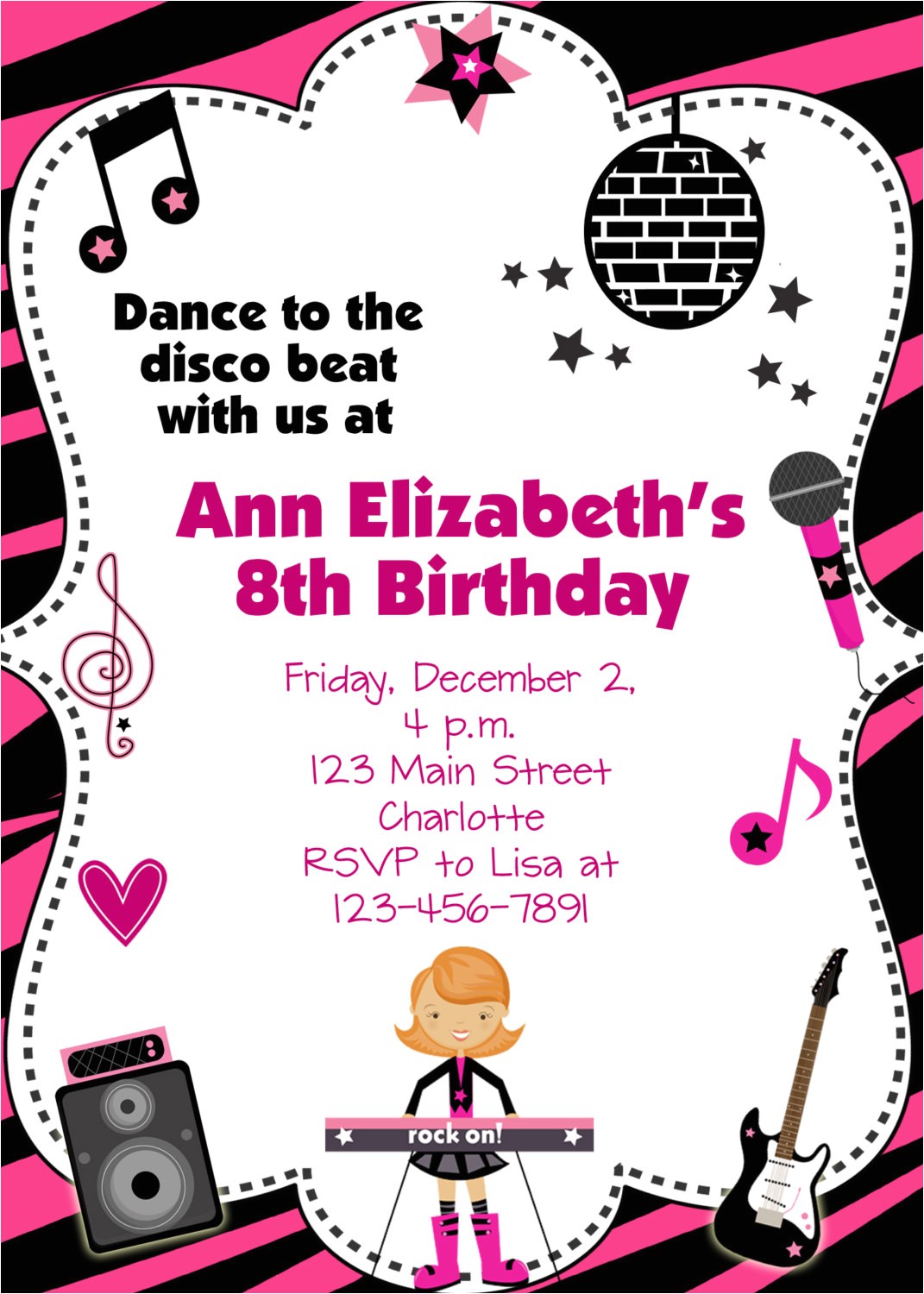 kids dance party invitations