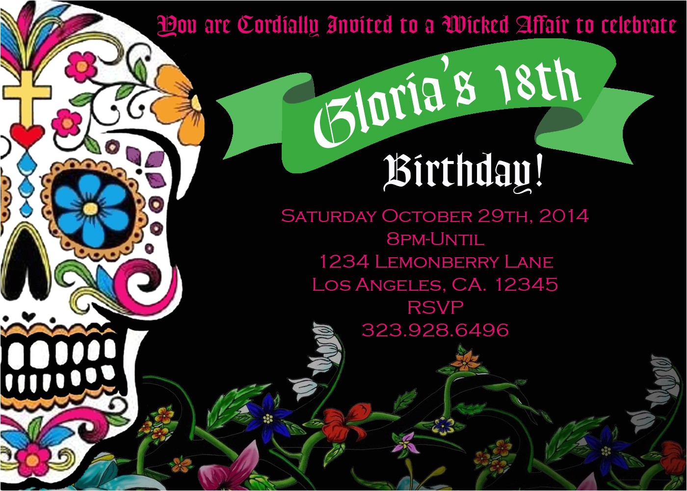 day of the dead party invitations
