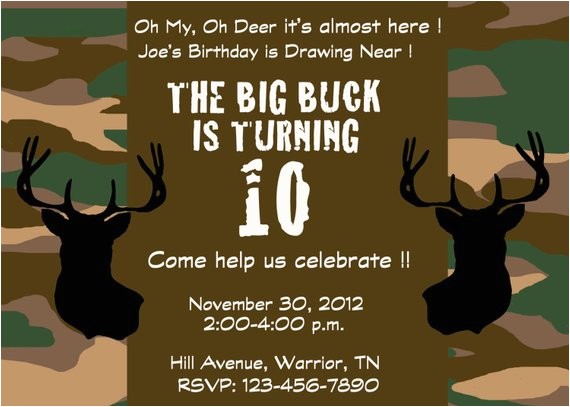 deer hunting camo party invitation