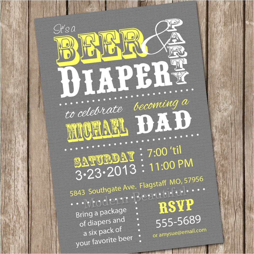 beer and diaper baby shower invitation