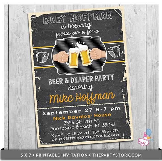beer diaper baby shower invitation dad