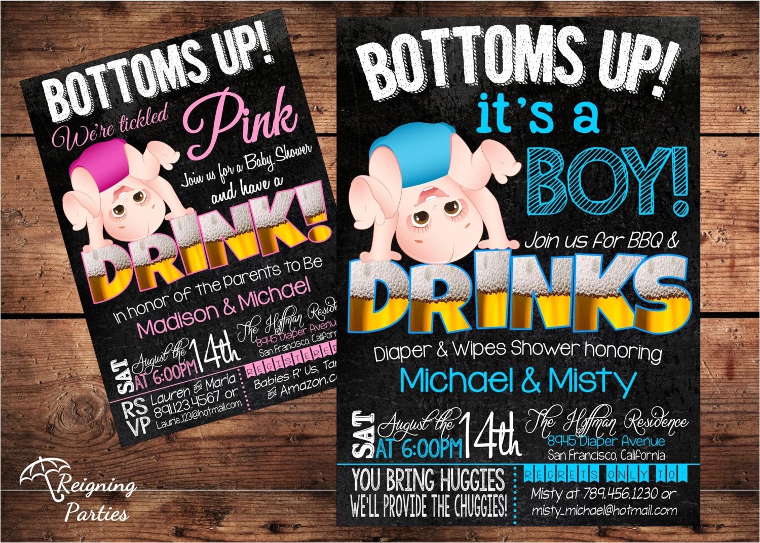 bottoms up baby shower invitation funny