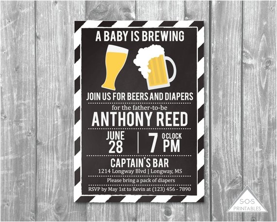 diaper and beer party invitation beer