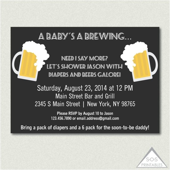 diaper and beer party invitation mens