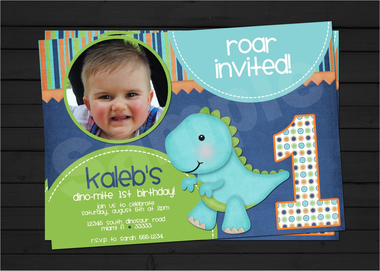 dinosaur 1st birthday invitations