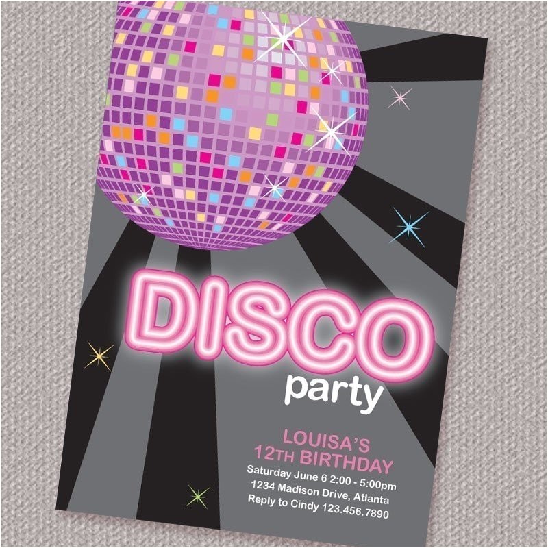 disco ball birthday party invitation