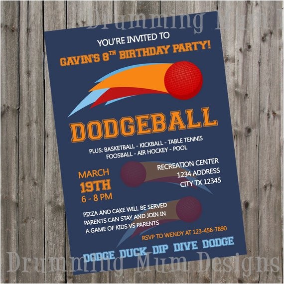 dodgeball birthday invitation thank you