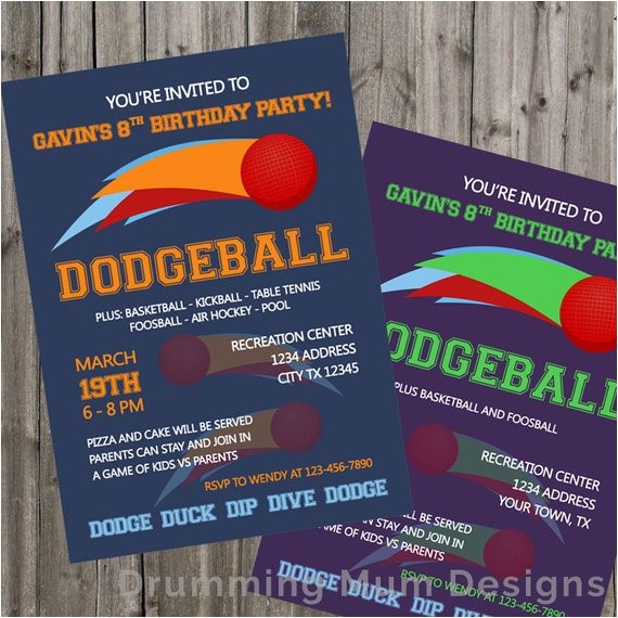 dodgeball birthday invitation dodgeball