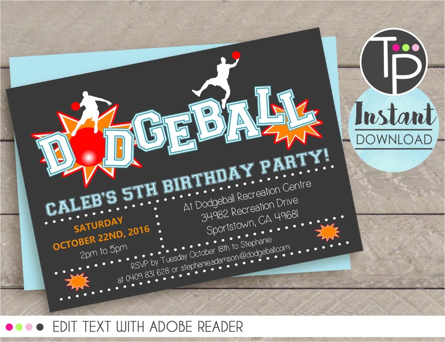 dodgeball invitation instant download