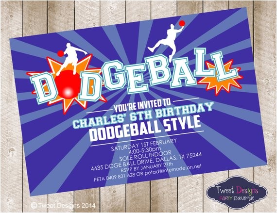 dodgeball printable birthday invitation