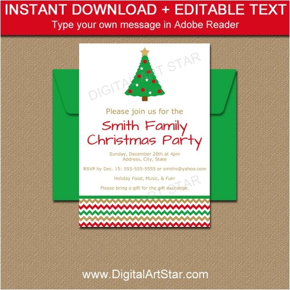 instant download christmas invitations editable holiday
