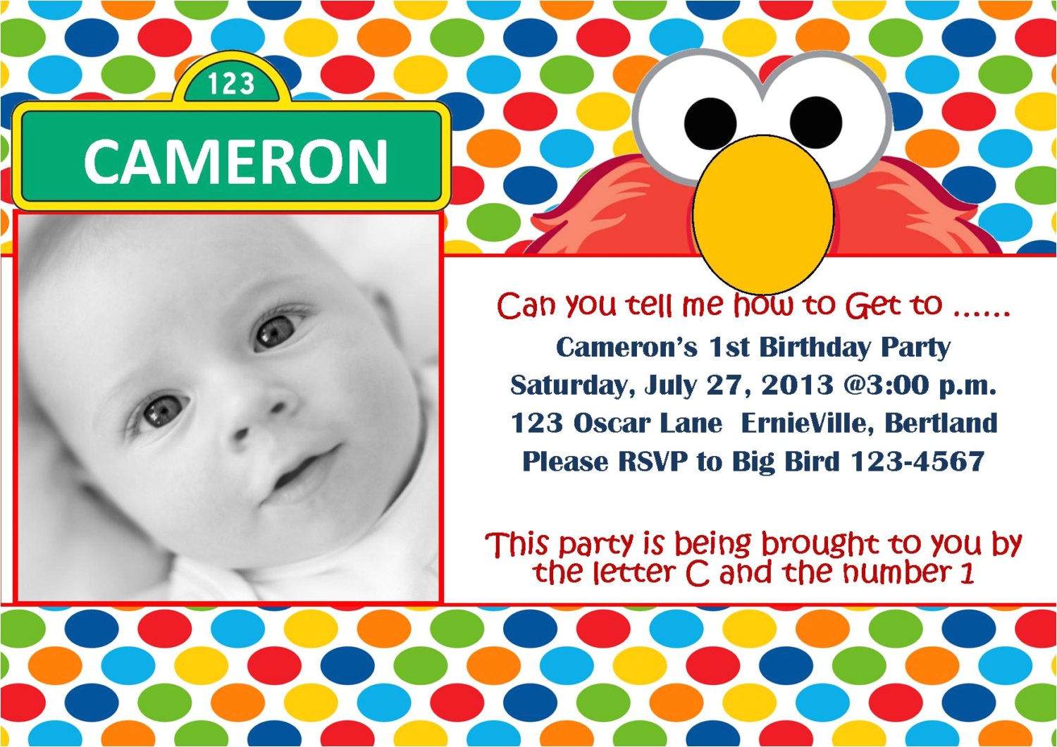 elmo 1st birthday invitations