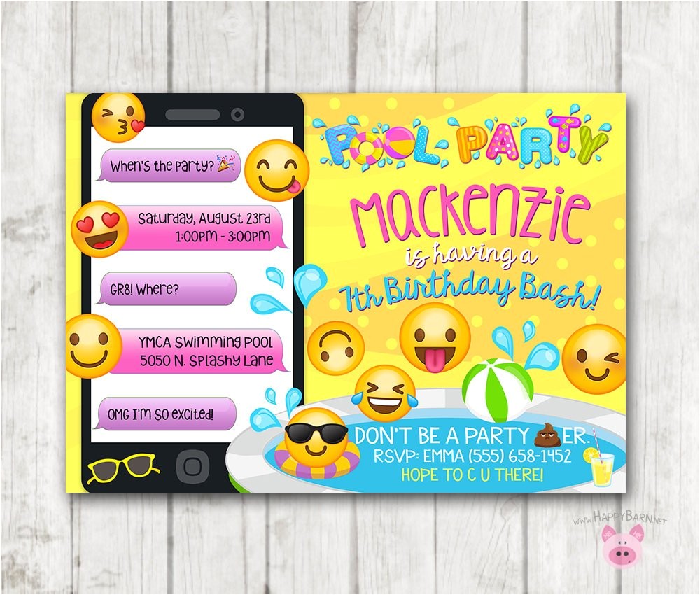printable emoji pool party party