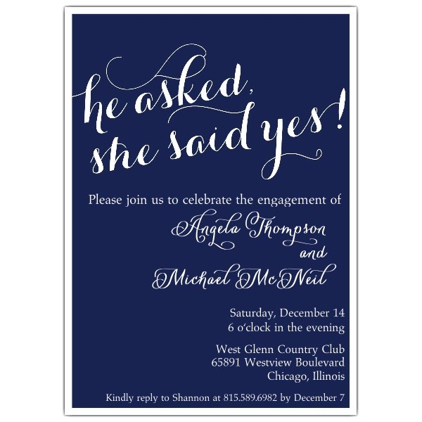 she said yes engagement party invitations p 628 57 347