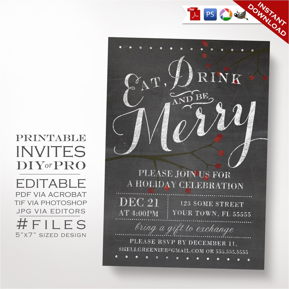 editable christmas party invitation christmas invitation etsy