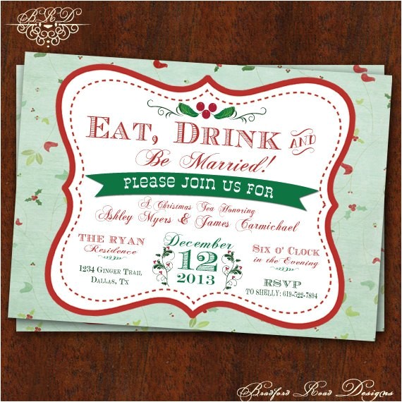christmas themed engagement party invitation www etsy comshopbradfordroaddesigns