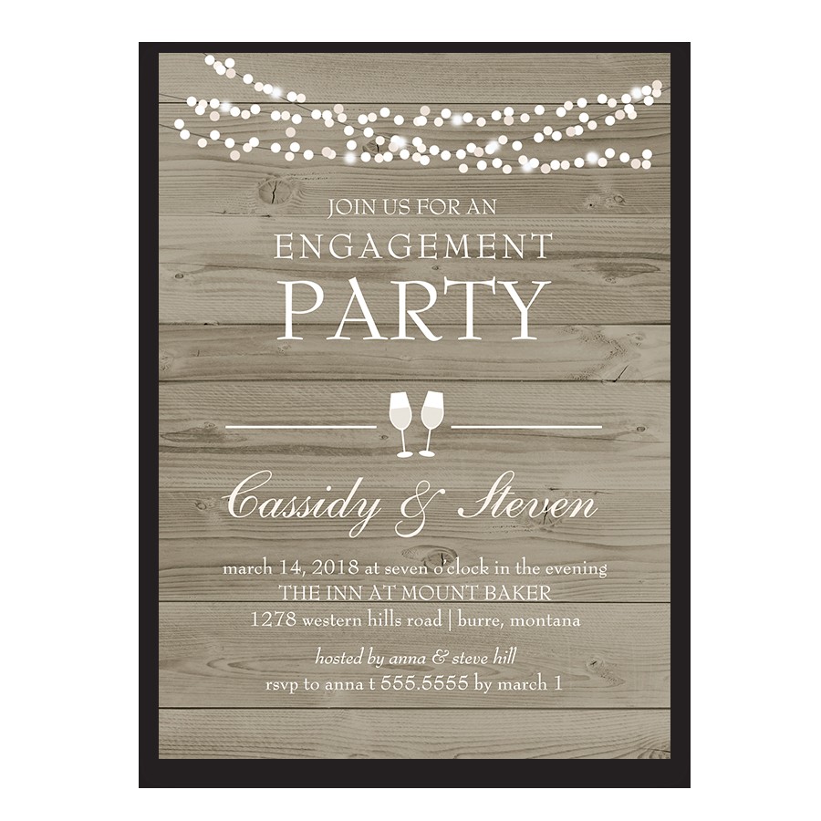 rustic country barn wood engagement party invitation