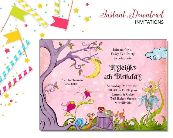 fairy tea party invitations tpi108 diy