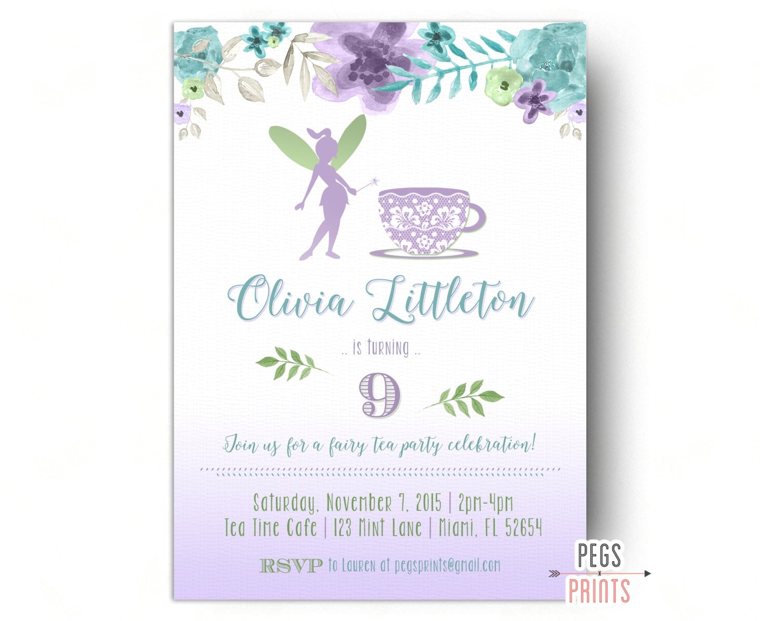 fairy tea party invitation fairy
