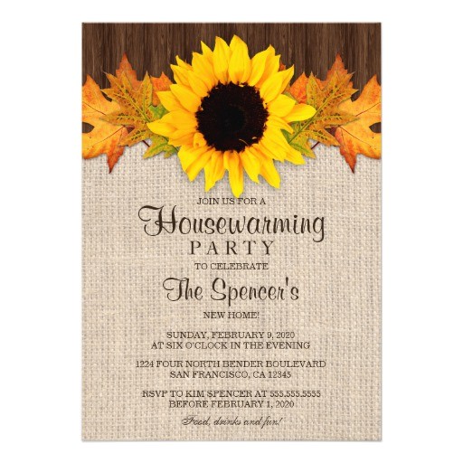rustic fall sunflower housewarming party invites 256068092221555200