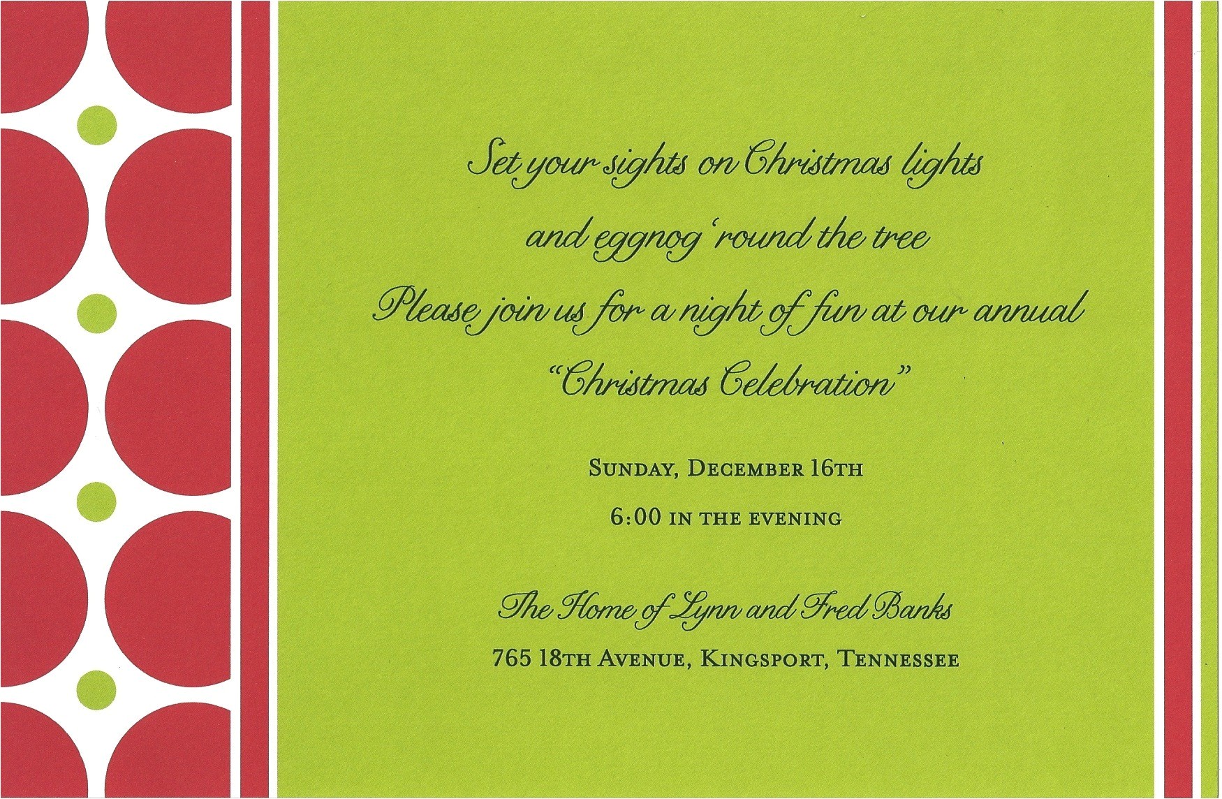 family christmas party invitation wording