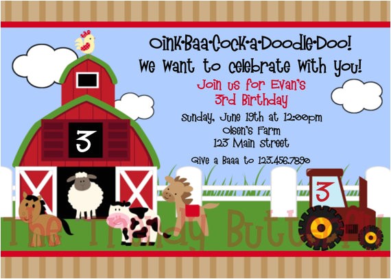 free printable kids tractor birthday invitation
