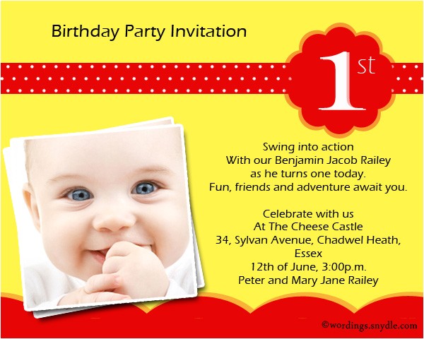 1st birthday party invitation wording