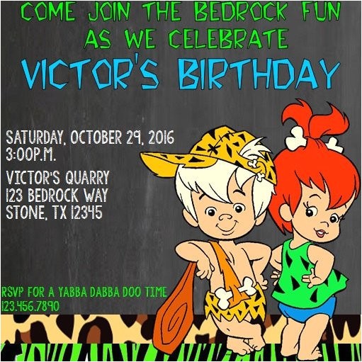 flintstones pebbles birthday invite