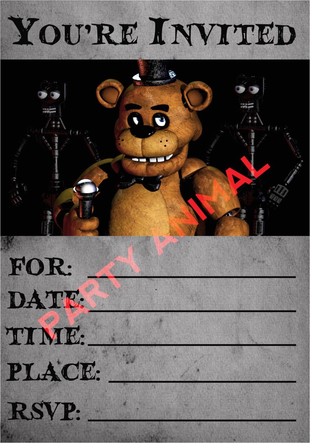 five nights at freddys party invitation