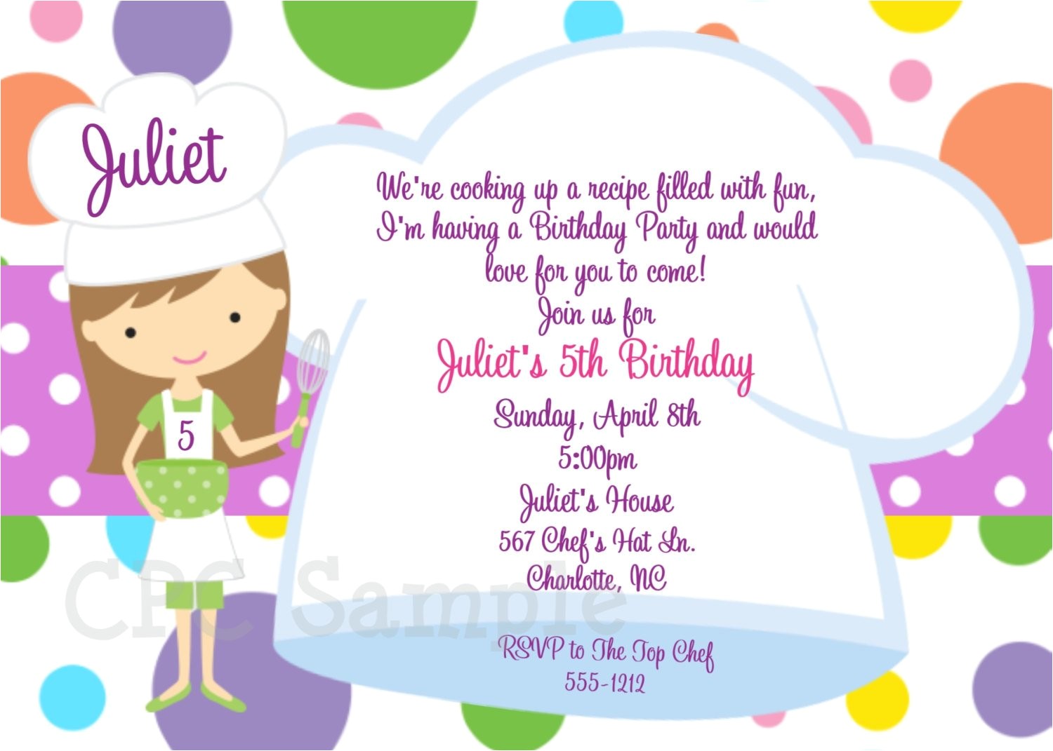cooking party invitation baking birthday