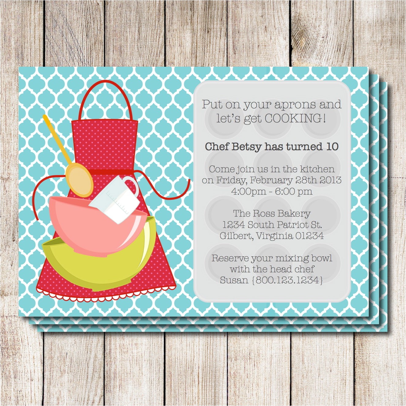 cooking party invitations printable free