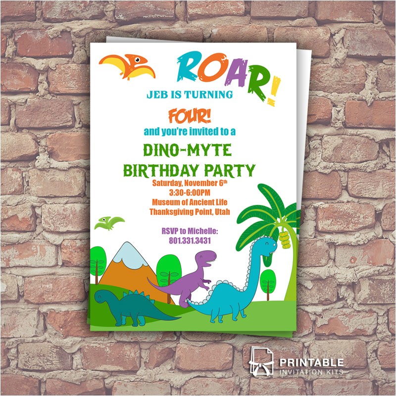 dinosaurs birthday invitation template