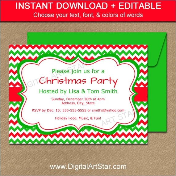 editable holiday invitation template red