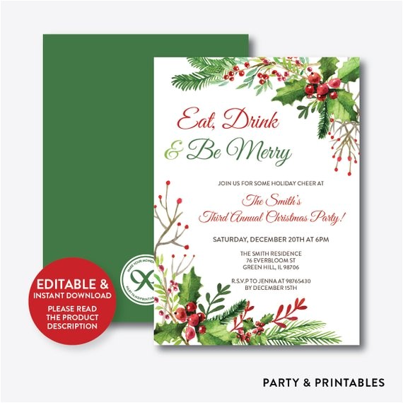 instant download editable christmas holiday invitation 8