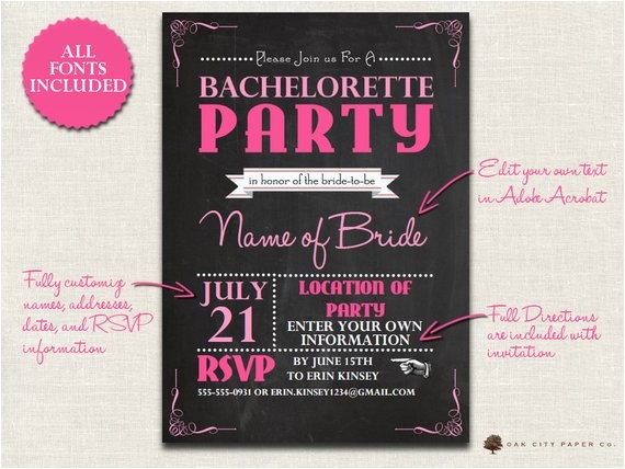 bachelorette invitation chalkboard