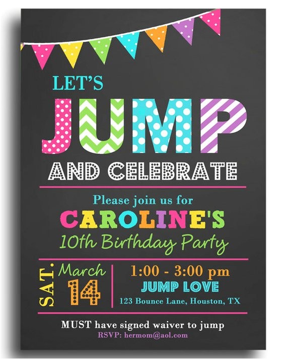 jump invitation printable or printed
