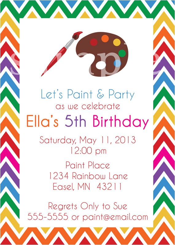 awesome 10 art painting party invitations birthday for kids