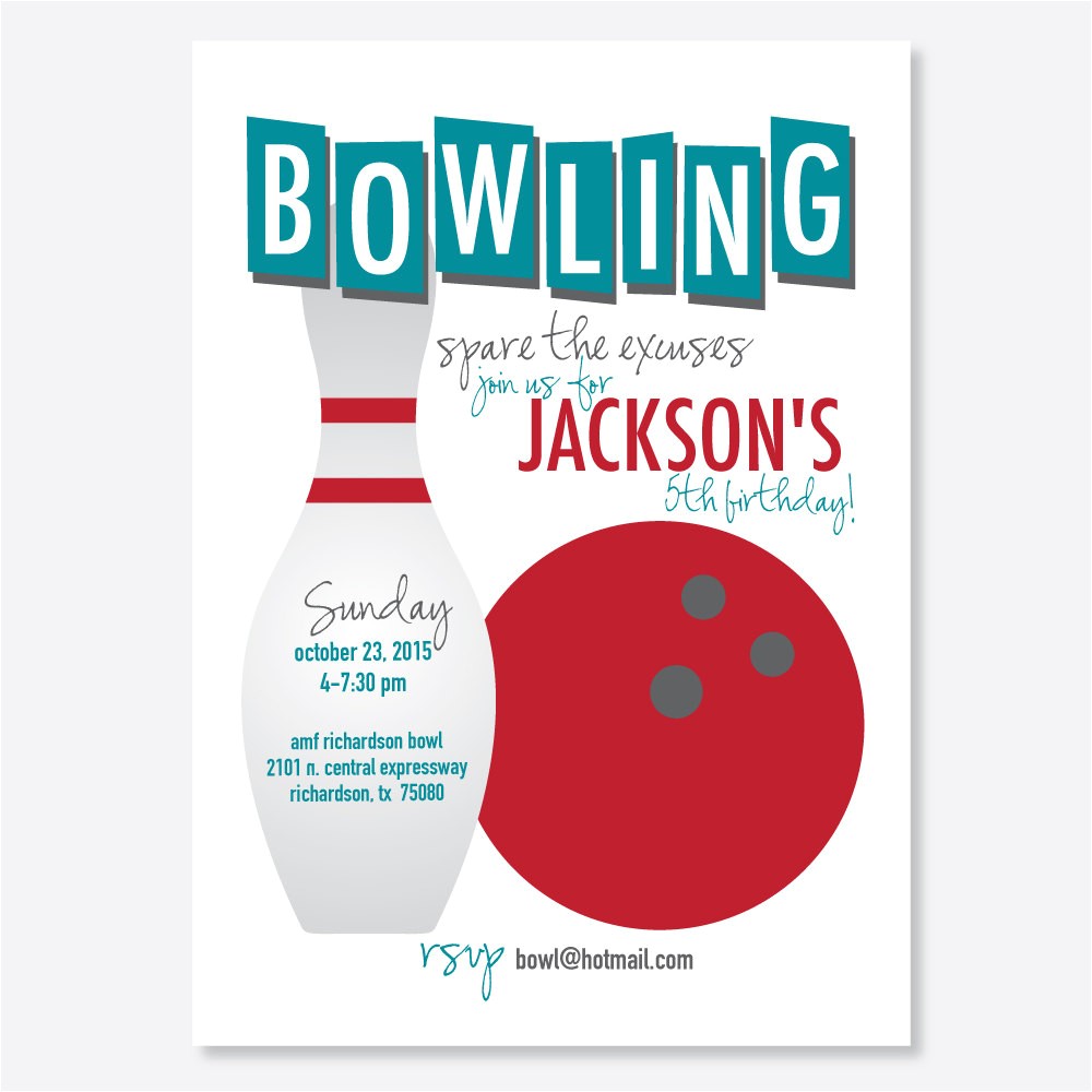 kids bowling party invitations