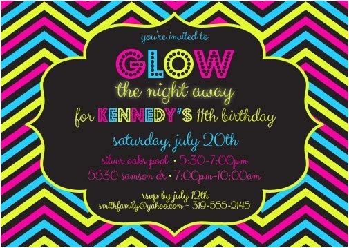 post glow party invitations printable 308602